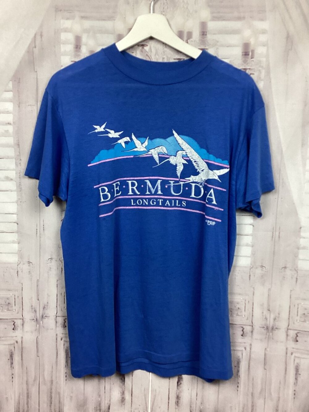 Vintage Bermuda Longtails Tee Shirt Blue Short Sleeve L